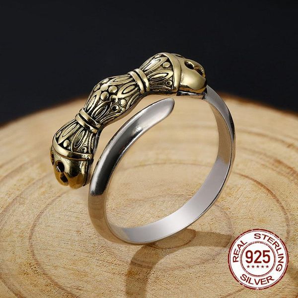 

cluster rings pure 925 sterling silver creative design sword ring men male opening thai personality cool wild women jewelry, Golden;silver