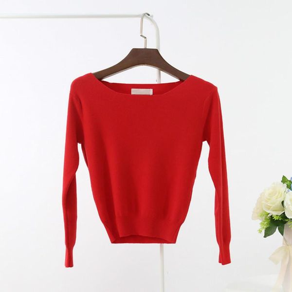 

women's sweaters european and american autumn short square neck long sleeve base sweater fashion trend slim all-match pullover top, White;black