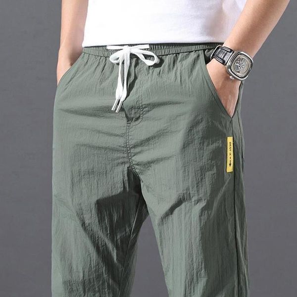 

men's pants 2021 summer men sports outdoor casual trousers solid color elastic waist lightweight comfortable male long plus size, Black