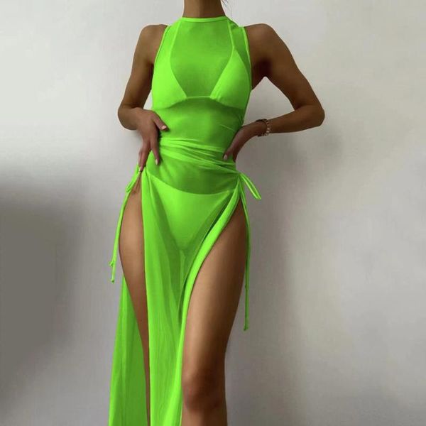

one-piece suits 2022 arrival solid two piece swimwear beach bathing suit feminine swimsuit vintage halter bandage s~xxl