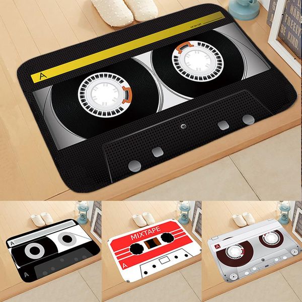 

bath mats vintage cassette tape indoor doormat non slip floor flannel plush mat kitchen bathroom household carpet home decor