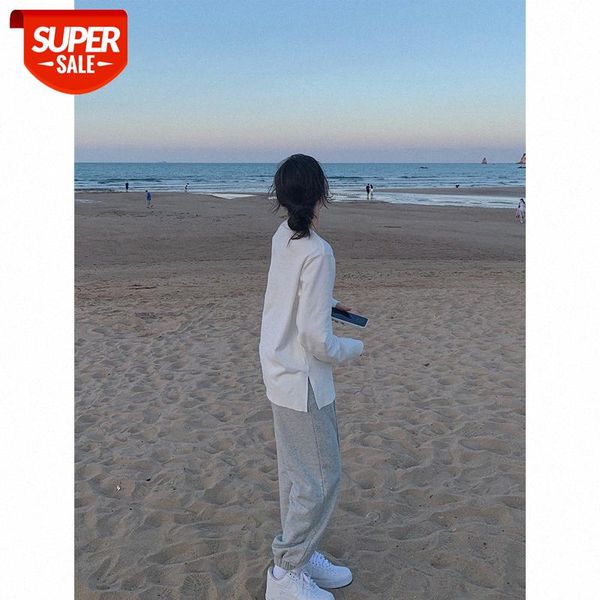 

[wan nian changqing] basic round neck loose cotton inner base long sleeve white t-shirt female tide #mp3h