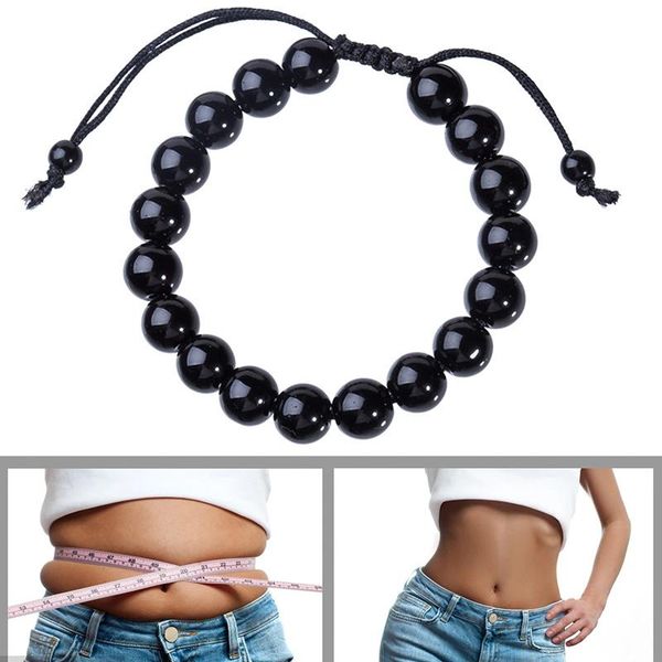 

link, chain personalized obsidian bracelet handmade beaded adjustable length bangle s for men, Black