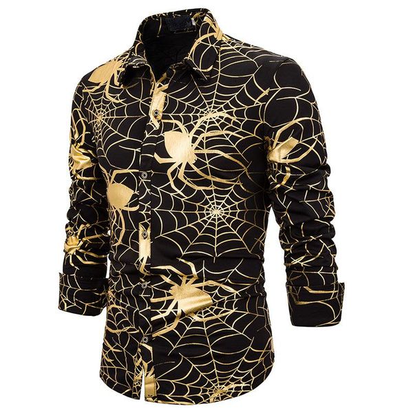 

men's casual shirts luxury gold bronzing dress long sleeve shiny disco party shirt men chemise homme stage dance nightclub prom costume, White;black
