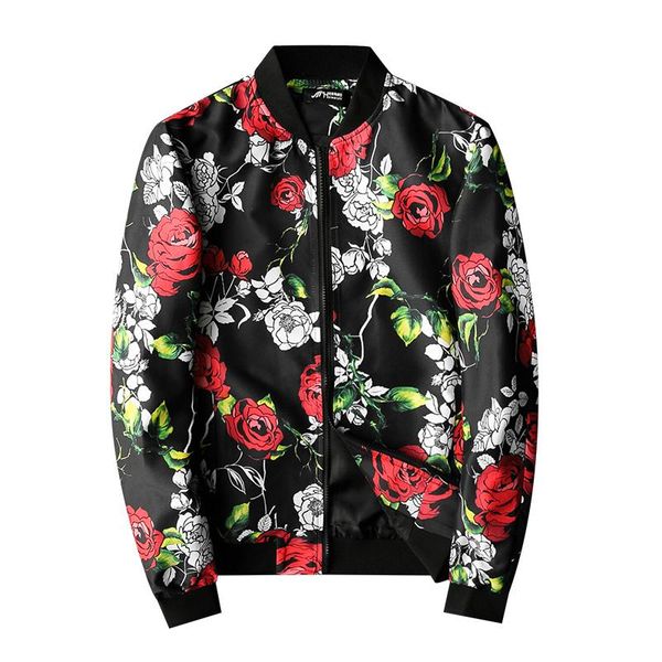

men's jackets 2021 rose bomber jacket men mens casual coat 5xl, Black;brown
