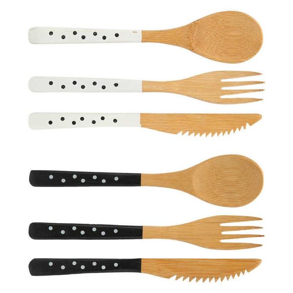 

forks fork tableware 3pcs spoon knife set with dot pattern kitchen for home school restaurant
