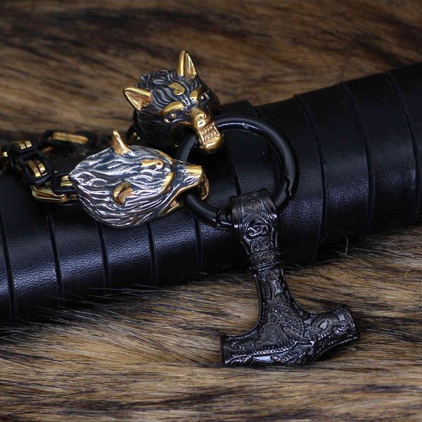 

new odin totem hammer chain square emperor necklace viking jewelry, Silver