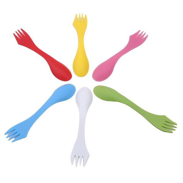 

forks 6pcs/set 3 in 1 spoon fork multi-functional outdoor tools salad fruit camping hiking utensils travel