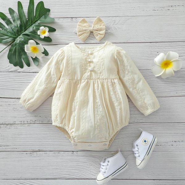

rompers baby girls boys bodysuit spring summer autumn long sleeve fashion solid color jumpsuits and headband for 0-24months, Blue