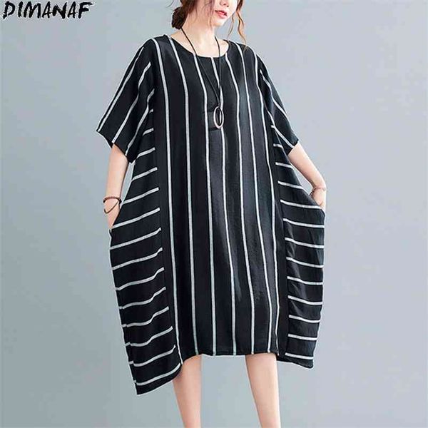 

plus size summer striped dress women sundress linen patchwork loose vintage retro casual lady female 210531, Black;gray