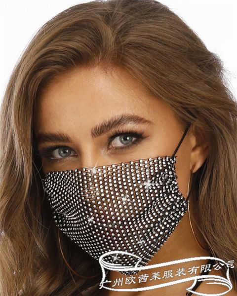 

2021 new mesh bottom hollow out hanging ear type decorative mask with drill