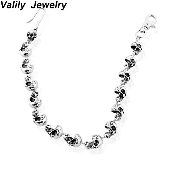 

black skull punk rock motorcycle biker pants chain necklace,stainless steel charm necklace for men chains, Silver