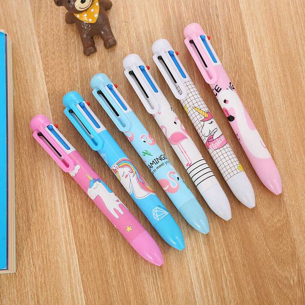 

pen creative stationery flamingo color ballpoint cute student multi color cartoon unicorn 6 color ballpoint