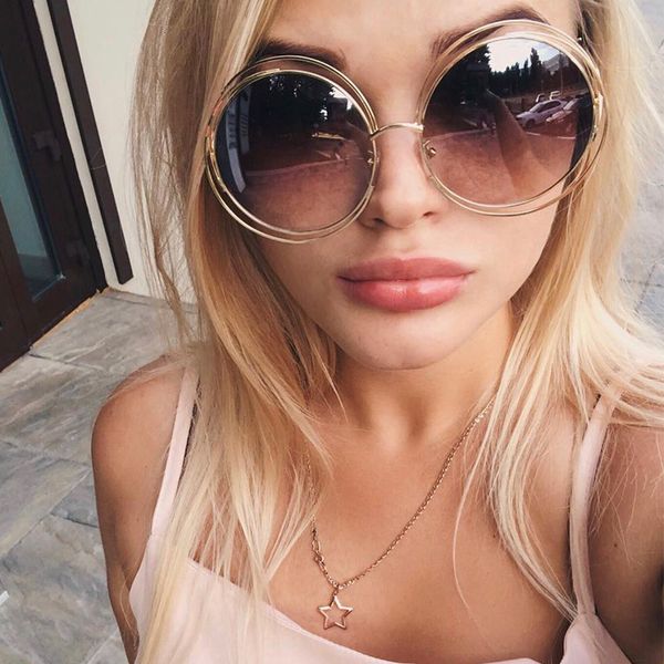 

sunglasses round women 2021 oversized women's sunglasses vintage luxury brand designer sun glasses lunette de soleil femme, White;black
