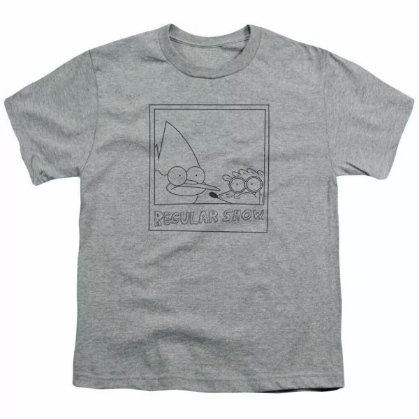 

The Regular Show Polaroid Kids Youth T Shirt Licensed Cartoon Tee Sport Gray, White;black