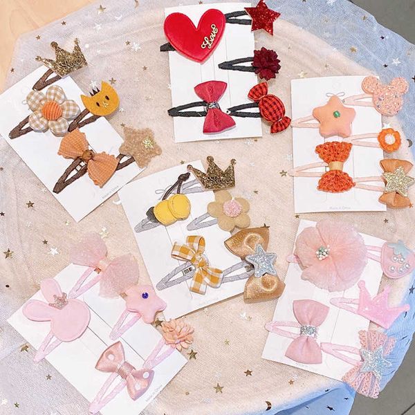 

korean children's crown hair accessories set cute baby hairpin side clip does not hurt, Slivery;white