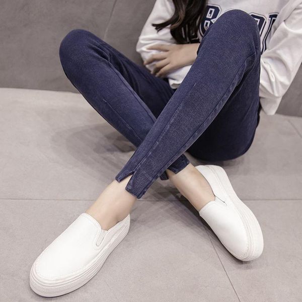 

super oversize retro denim pants women casual skinny jeans female high waist washing stretch plus size slim pencil trouser women's, Blue