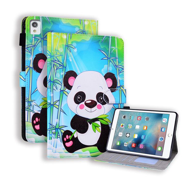 Custodie per tablet in pelle PU per Apple iPad 10.2 [7a/8a generazione] Mini 5/4 Air 3/2/1 Pro 11 10.5 9.7 pollici, doppia angolazione con motivo a cartoni animati Flip Kickstand Cover con slot per schede