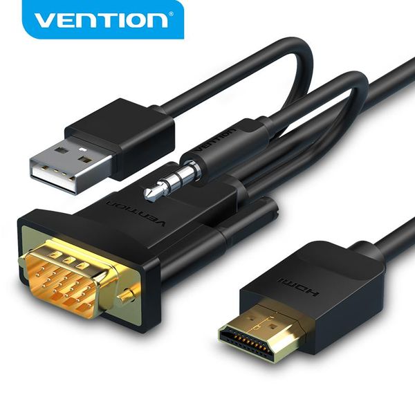 

audio cables & connectors vention vga cable male to converter with 3.5mm usb power adapter for pc tv box 1080p