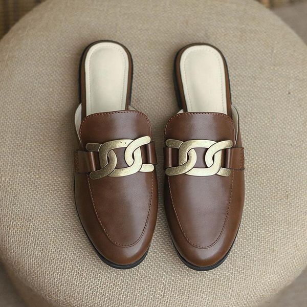 

slippers women summer beige heeled sandals square heel shoes pantofle loafers luxury slides rivet black block 2021 designer