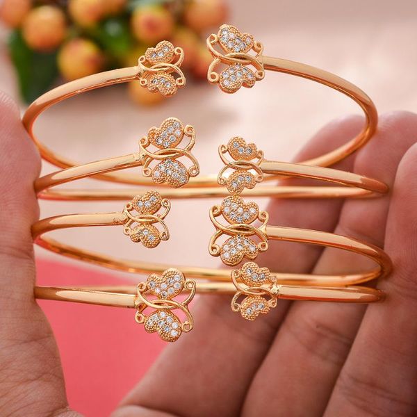 

bangle 4pcs/lot gold color cuff bangles for women ethiopian african dubai bracelet&bangles butterfly wedding jewelry gifts, Black