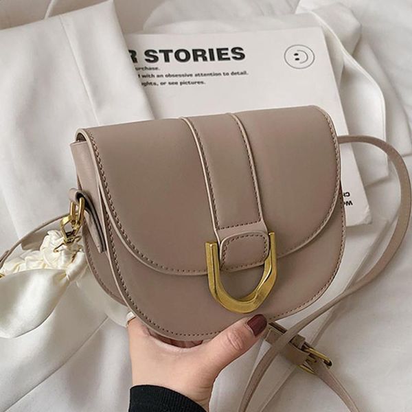 

vintage designer semicircle pu leather crossbody bags casual solid color shoulder messenger for ladies