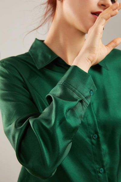 

women's blouses & shirts spring pure silk long-sleeve shirt 100% mulberry women loose blouse  l xl, White