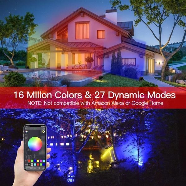 

floodlights projection lamp 20w 16 million led colors changing with remote controller rgb bluetooth app control waterproof atmosphere light