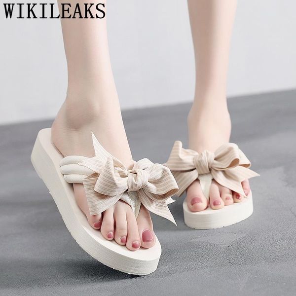 

summer beach platform slippers fashion wedge for women 42 ladies flip flops slides casual outdoor, Black