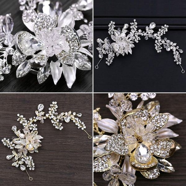 

hair clips & barrettes crystal headwear floral luxury band bride headband wedding headpieces tiara c1fe, Golden;silver