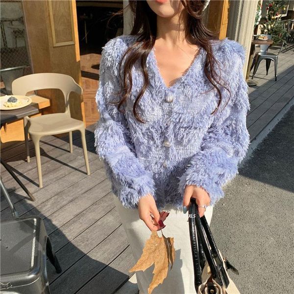 

women's jackets elegant jacket spring high street plush coat female shorty women tassel pearl button long sleeve v-neck car yi0r, Black;brown