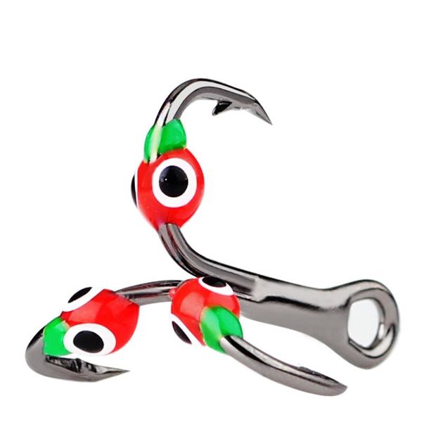 

5pcs/pack high carbon steel three hooks fishing overturned barbed trebles with 3d eye tackle