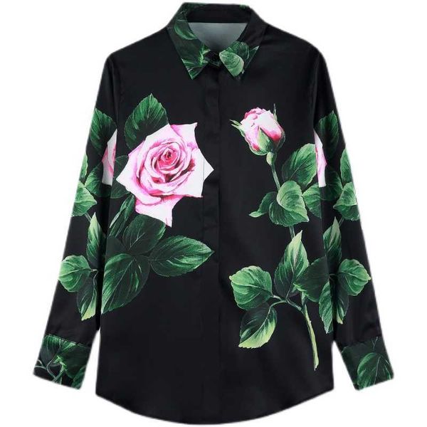 Ankunft Hohe Qualität Koreanische Tops Blusa Rose Gedruckt Dame Shirts Sommer frauen Elegante Blusen Arbeit Büro Tragen 210529