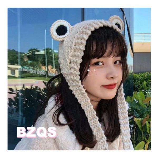 

beanies fashion frog hat knitted winter solid hip-hop skullies cap costume accessory gifts bonnet beige