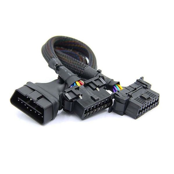 

30cm 2 in 1 obd2 extension cable obdii male to 2 female splitter car computer connection conversion plug for elm327
