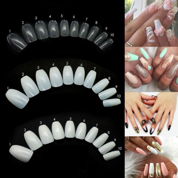 

anmas rucci 500pcs full nail tips ballerina transparent/natural false nails art abs coffin fake nails1, Red;gold