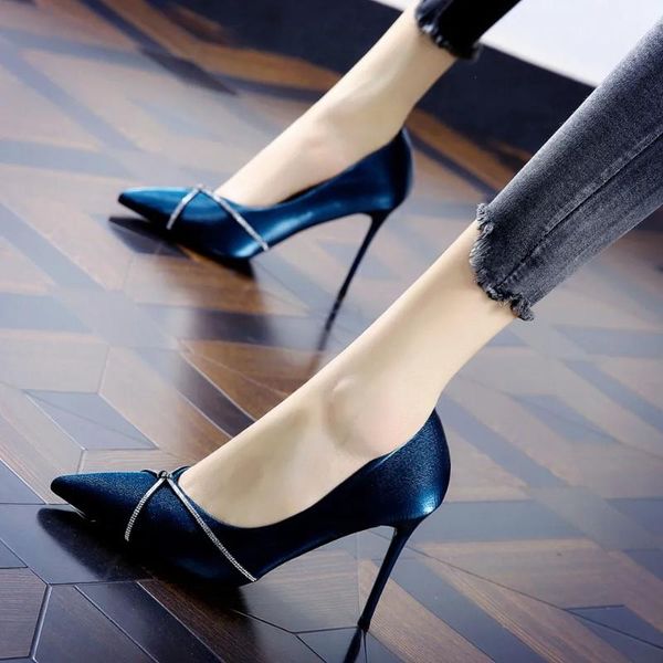 

dress shoes 2021 pointed european and american summer leather shallow mouth high heel stiletto fashion simple sandals, Black