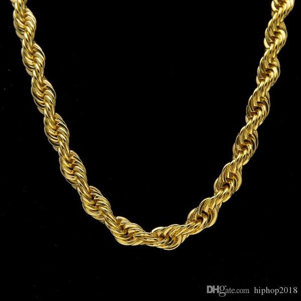 

gold rope chain for men fashion hip hop necklace jewelry 30inch thick twist link chains, Silver