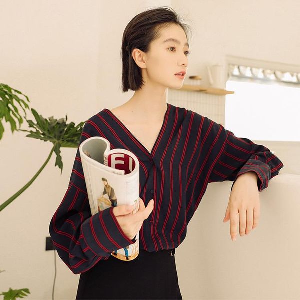 

women's blouses & shirts spring vintage stripe shirt female oversize women long sleeve girls blouse summer plus size femme blusas, White