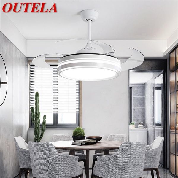 

electric fans outela ceiling fan with lights remote control 3 colors led decorative for home living room dining bedroom restaurant