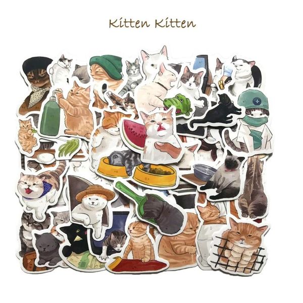 

gift wrap 54pcs cute cat waterproof sticker diy scrapbooking journal base collage diary happy plan sealing decoration