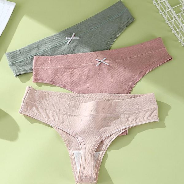 

women's panties sports thong 6pcs women cotton invisible tanga underwear seamless antibacterial low waist girls comfort underpants, Black;pink