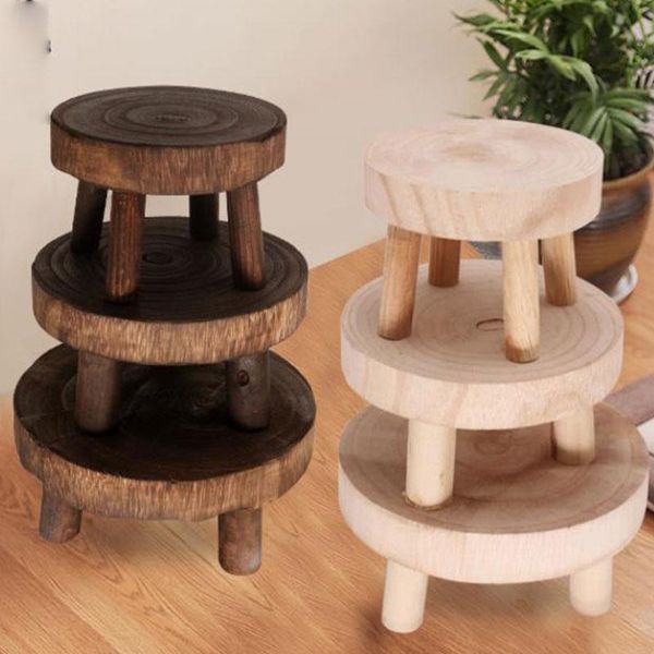 

wooden plant stand flower pot base holder stool indoor outdoor garden succulent display shelf planters & pots