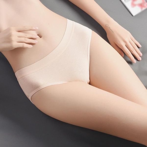 

women's panties women simple solid color comfortable mid-waist cotton crotch hip-lifting seamless girls beautiful buttocks briefs, Black;pink