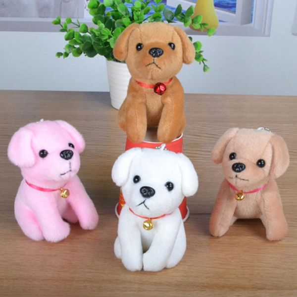 

keychains 2pcs wholesale cute labrador dog plush doll keychain woman bag charms faux rex fur key ring ball beads chain toy trinket, Silver