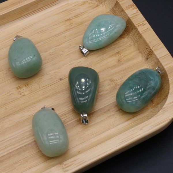 

charms selling natural gem green aventurine irregular pendant diy charm making necklace bracelet jewelry 20x30-25x40mm, Bronze;silver
