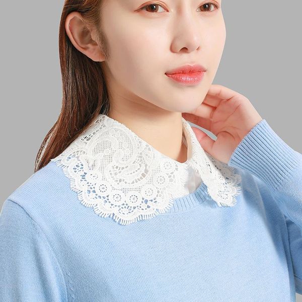 

bow ties 2021 women detachable collars lapel choker necklace shirt fake collar blouse half false female faux col, Black;gray