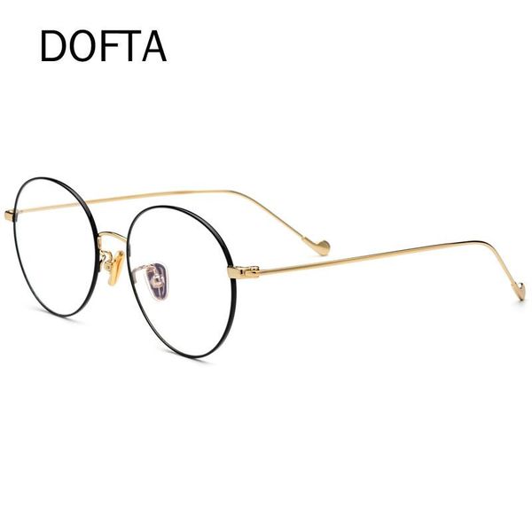 

fashion sunglasses frames dofta pure titanium glasses frame men round prescription eyeglasses women vintage retro myopia optical eye eyewear, Black