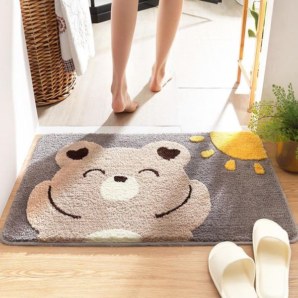 

cute animal bath mat non-slip flocking bathroom door absorbent foot super soft thick and comfortable rug carpet mats