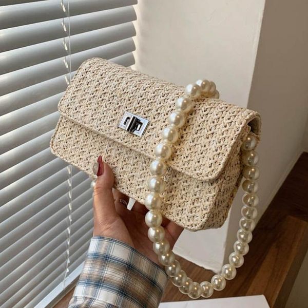 

evening bags 2021 knitting crossbody women for fashion small shoulder bag female handbags and purses travel with pearl handle